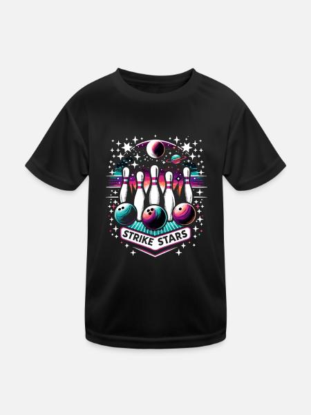 Funny bowling team bowler strike bowling club - Kids Functional T-Shirt - black - Front