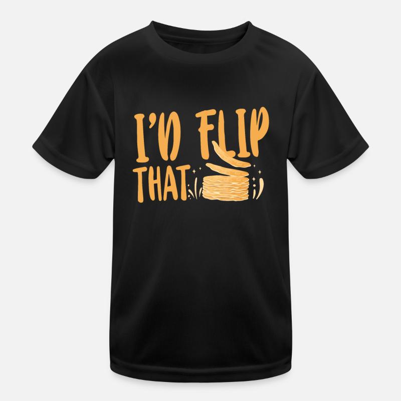 Pancake Lover Kids Pun I'd Flip Kids Functional T-Shirt