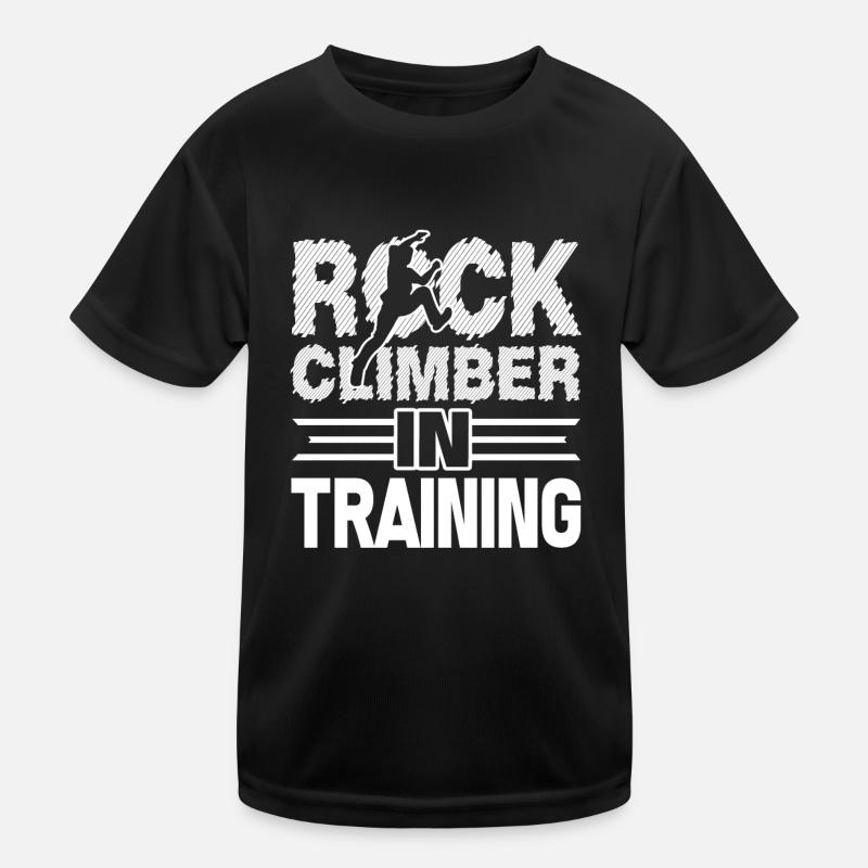 Rock Climbing Rock Climber In Training - Kids Functional T-Shirt - black