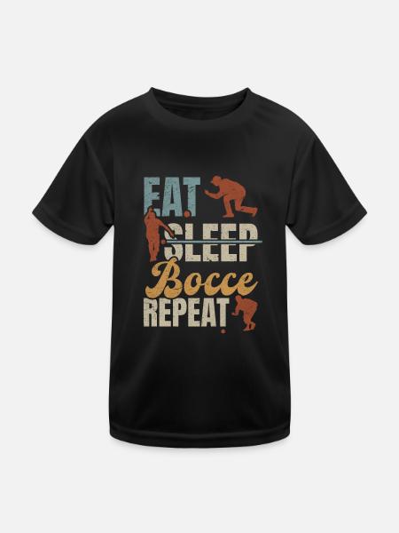 Eat Sleep Bocce Repeat - Funny Boccia Player - Kids Functional T-Shirt - black - Front