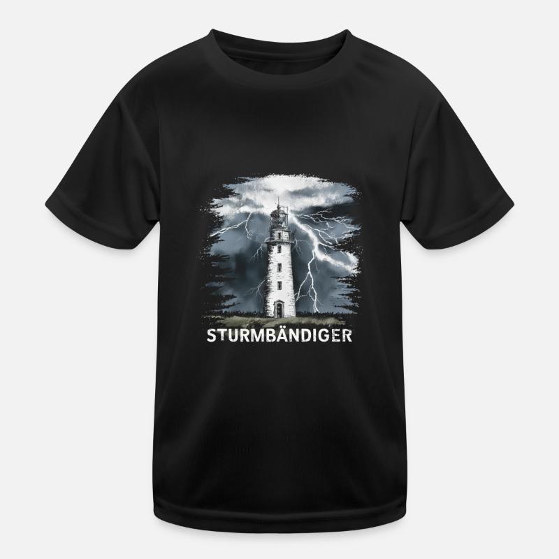 Sturmbändiger Leuchtturm Gewitter Kraftvoll Kinder Funktions-T-Shirt