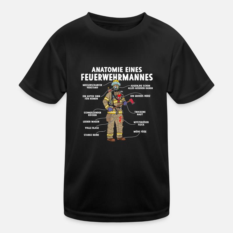 Anatomie eines Feuerwehrmannes Kinder Funktions-T-Shirt