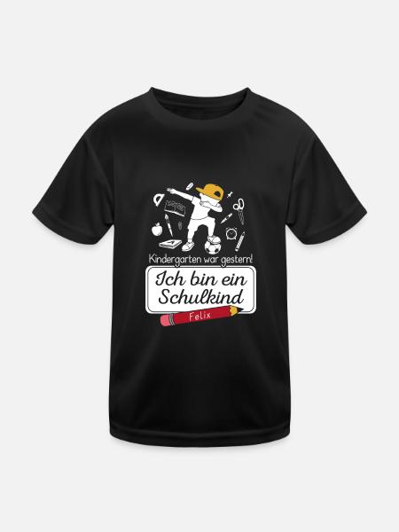 Ich bin ein Schulkind Felix - Kinder Funktions-T-Shirt - Schwarz - Vorne