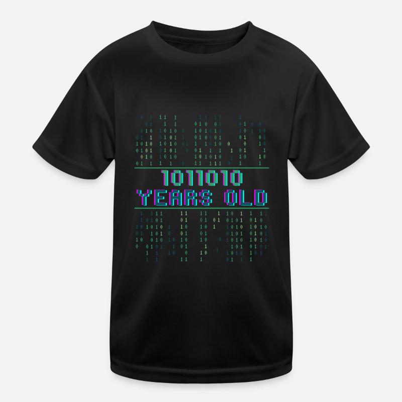 90. Geburtstag 90 Jahre alt Binärcode Coder Kinder Funktions-T-Shirt
