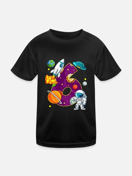 6 Anniversaire Astronaute de l’espace 6 ans - T-shirt sport Enfant - noir