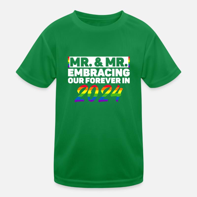 Mr. & Mr. 2024 Gay Pride Hochzeit Homo-Ehe Kinder Funktions-T-Shirt