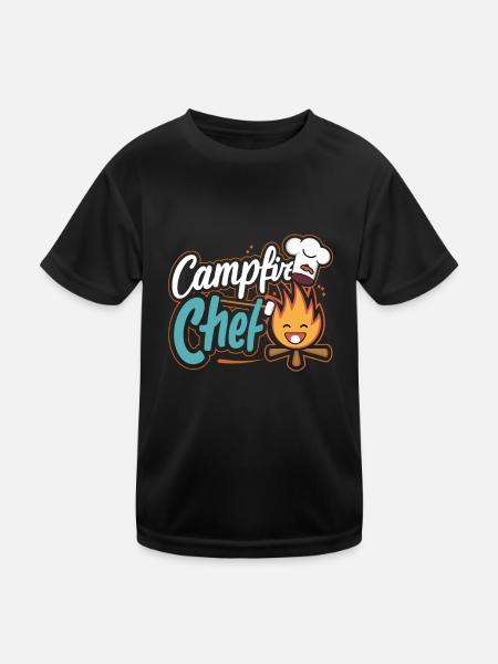 Scout Camping Outdoor Lagerfeuer Wandern - Kinder Funktions-T-Shirt - Schwarz - Vorne
