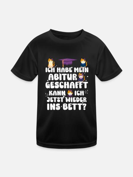 Abi Habe mein Abitur Geschafft Faultier Lustiges - Kinder Funktions-T-Shirt - Schwarz - Vorne
