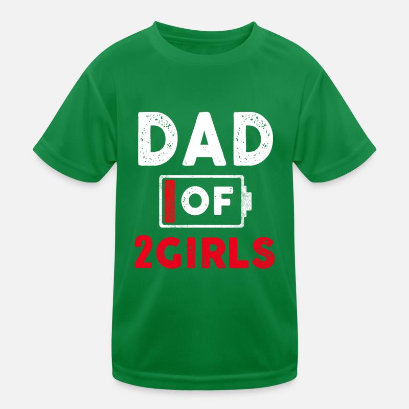 Vater von 2 Mädchen Batterie schwach Papa Vatertagsgeschenk Kinder Funktions-T-Shirt