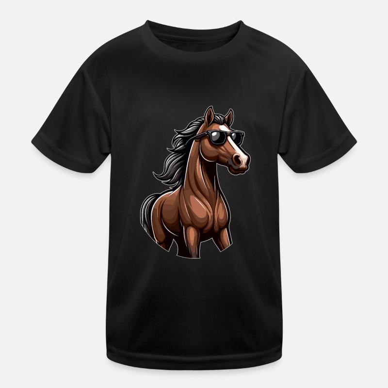 Pferd mit Sonnenbrille in Comicstyle Kinder Funktions-T-Shirt