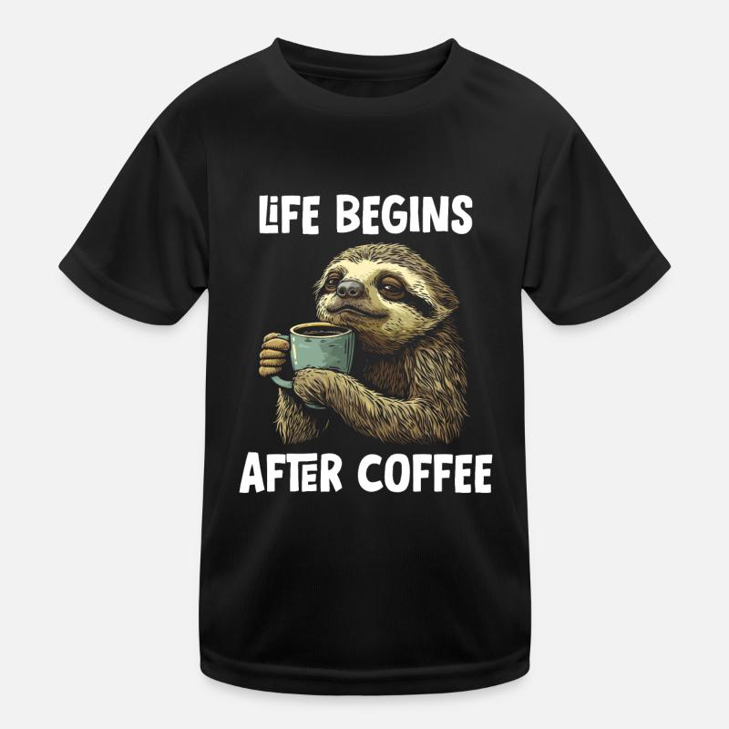 Faultier Kaffee Lustig Geschenk Kinder Funktions-T-Shirt