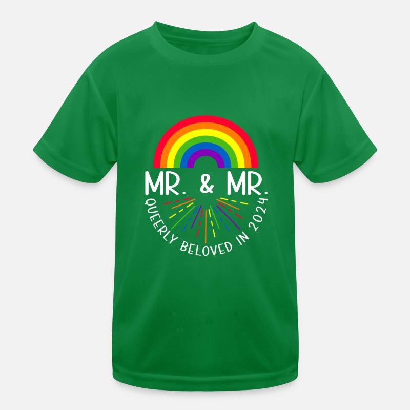 Mr. & Mr. 2024 Gay Pride Hochzeit Homo-Ehe Kinder Funktions-T-Shirt