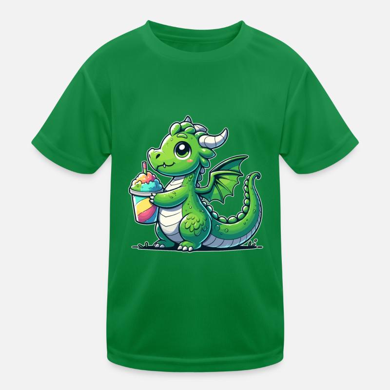 Drache mit Matsch-Eis Kinder Funktions-T-Shirt