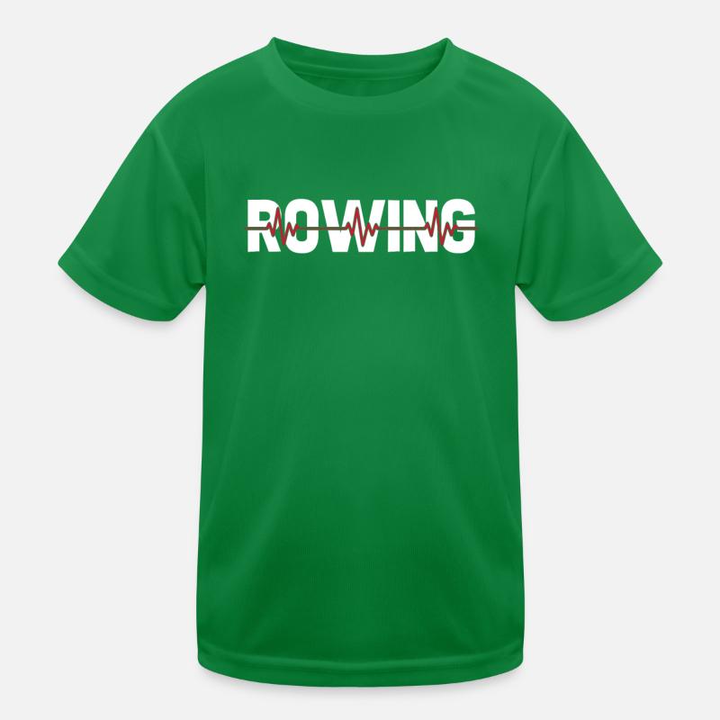 Rowing Rower ECG Heartbeat Kids Functional T-Shirt