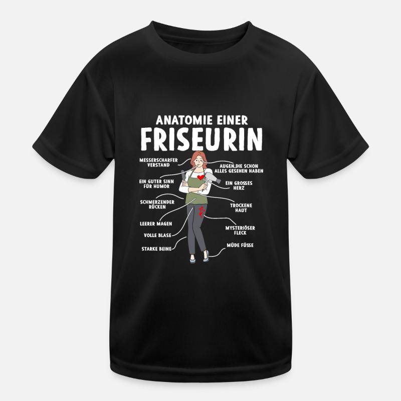 Anatomie einer Friseurin Kinder Funktions-T-Shirt