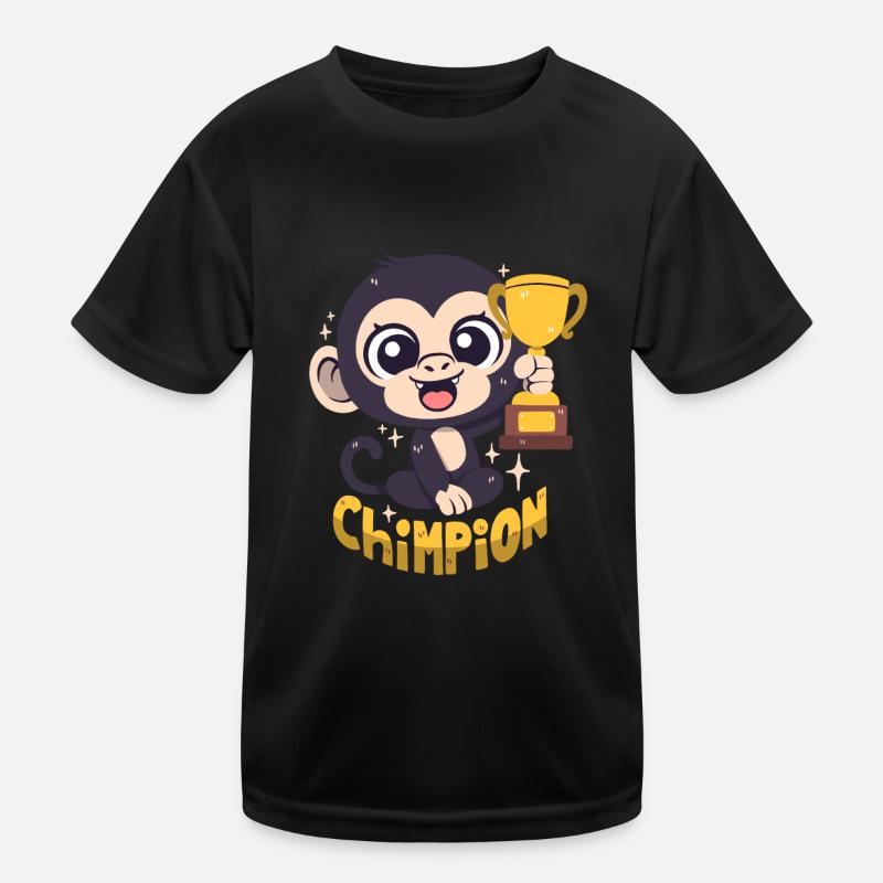 Schimpansen-Champion mit Pokal (Wortwitz) Kinder Funktions-T-Shirt