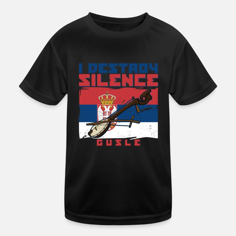 I destroy silence gusle Serbien Balkan Flagge Kinder Funktions-T-Shirt