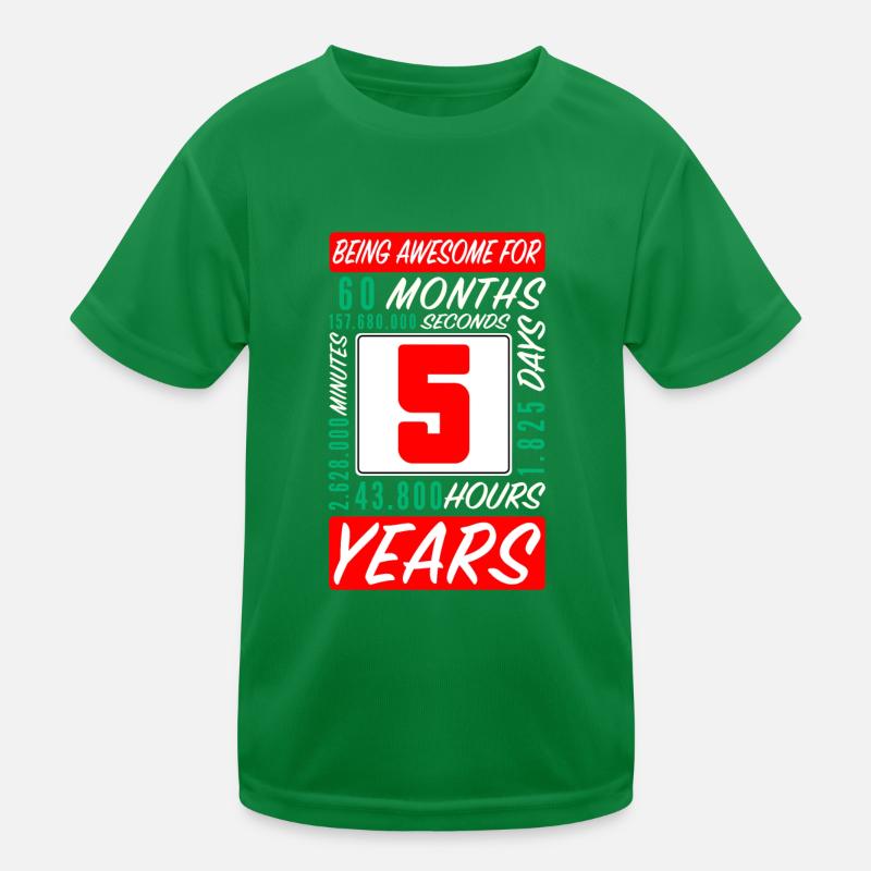 Kinder 5 Jahre Geburtstag Monate Stunden Kinder Funktions-T-Shirt