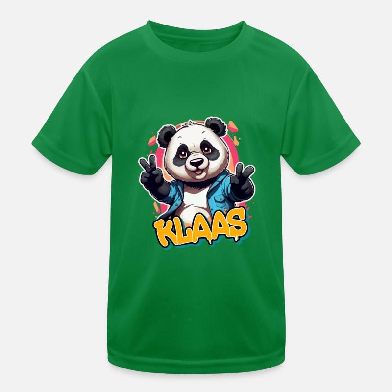 KLAAS - Schöner Jungen Name mit coolem Panda Kinder Funktions-T-Shirt