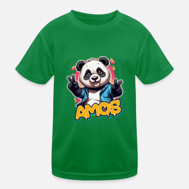 AMOS - Beau nom de garçon avec Cool Panda T-shirt sport Enfant
