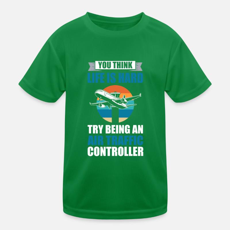 Aviation Aircraft Runway Air Traffic Controller Kids Functional T-Shirt