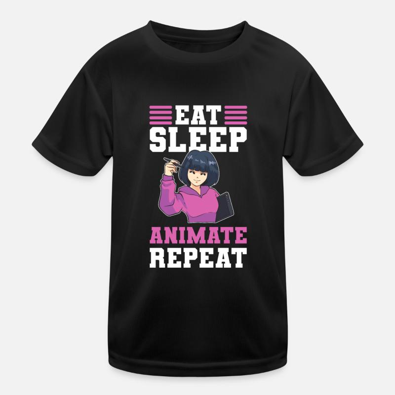 Visual Artist Animate 3D Art Eat Sleep Animate Kids Functional T-Shirt