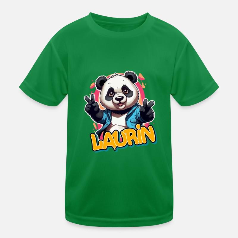 LAURIN - Schöner Jungen Name mit coolem Panda Kinder Funktions-T-Shirt