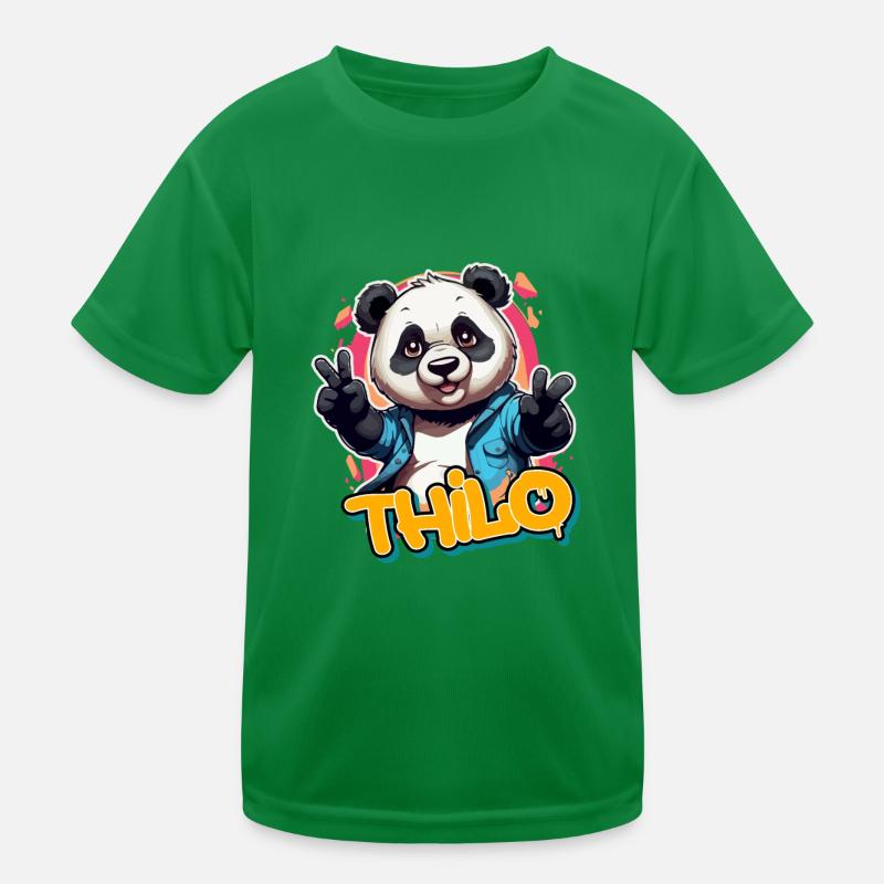 THILO - Handsome Boy Name with Cool Panda Kids Functional T-Shirt