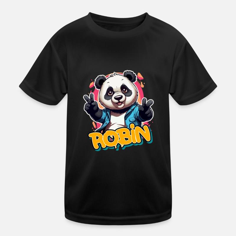 ROBIN - Beau prénom de garçon avec panda cool T-shirt sport Enfant