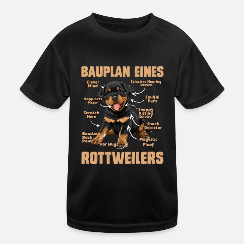 Rottie Besitzer BAUPLAN EINES ROTTWEILERS Lustiges Kinder Funktions-T-Shirt