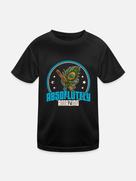 Krischna Zen Flöte Yoga Musik Buddhist Hindu - Kinder Funktions-T-Shirt - Schwarz - Vorne