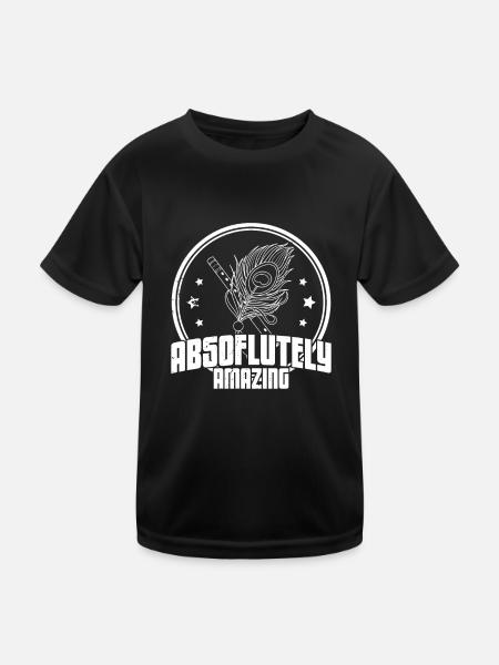 Krischna Zen Flöte Yoga Musik Buddhist Hindu - Kinder Funktions-T-Shirt - Schwarz - Vorne