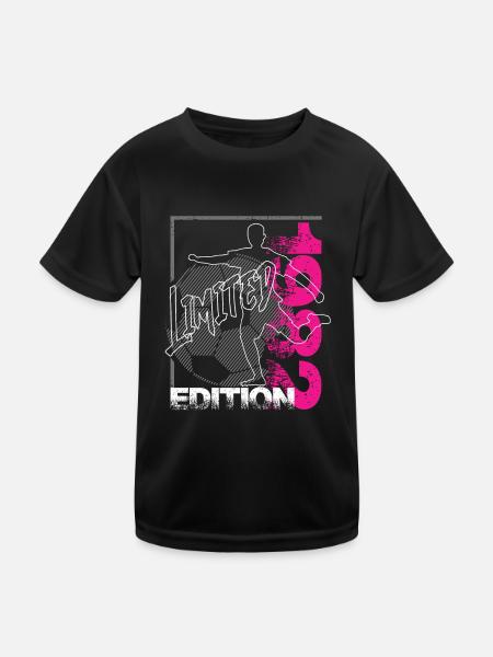 Limited Edition 1982 Limited Edition Fußball - Kinder Funktions-T-Shirt - Schwarz - Vorne
