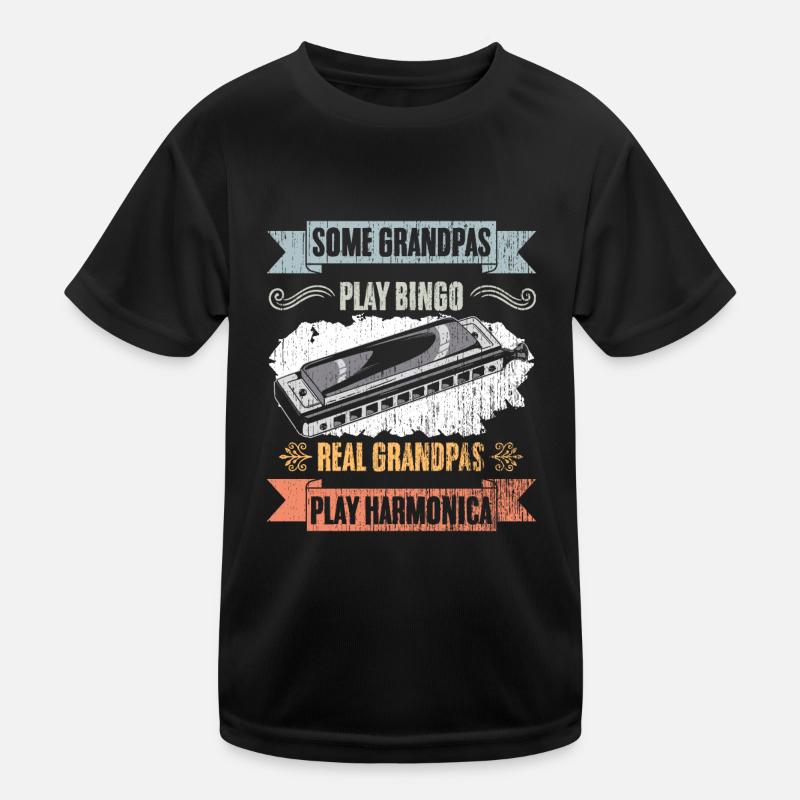 Some Grandpas Play Bingo Vintage Harmonica Lover Kids Functional T-Shirt