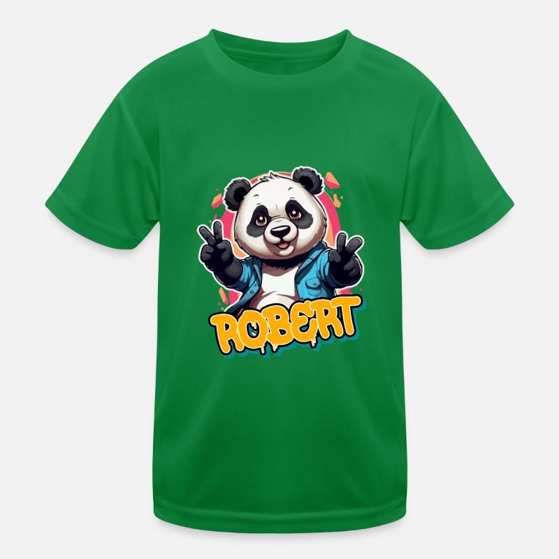 ROBERT - Handsome Boy Name with Cool Panda Kids Functional T-Shirt