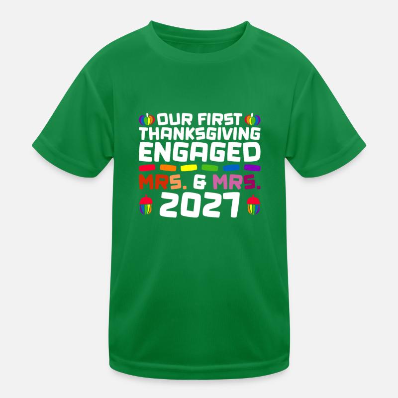 First Thanksgiving Engaged - Mrs. & Mrs. 2027 Ga Kids Functional T-Shirt