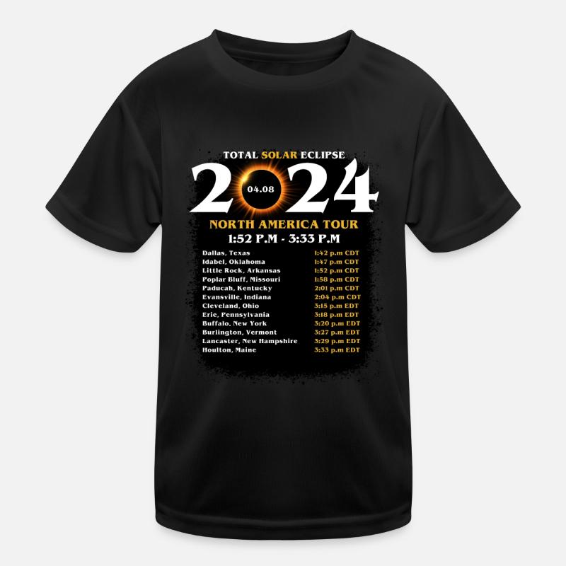 Total Solar Eclipse Totality April 8 2024 North Kids Functional T-Shirt