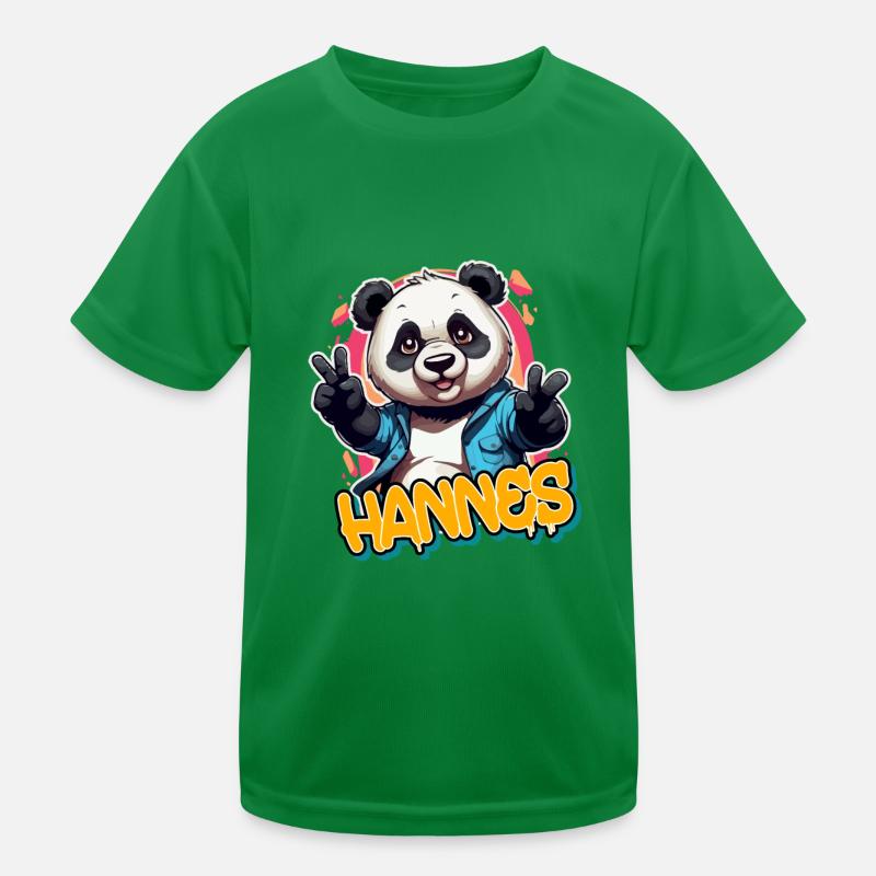 HANNES - Handsome Boy Name with Cool Panda Kids Functional T-Shirt