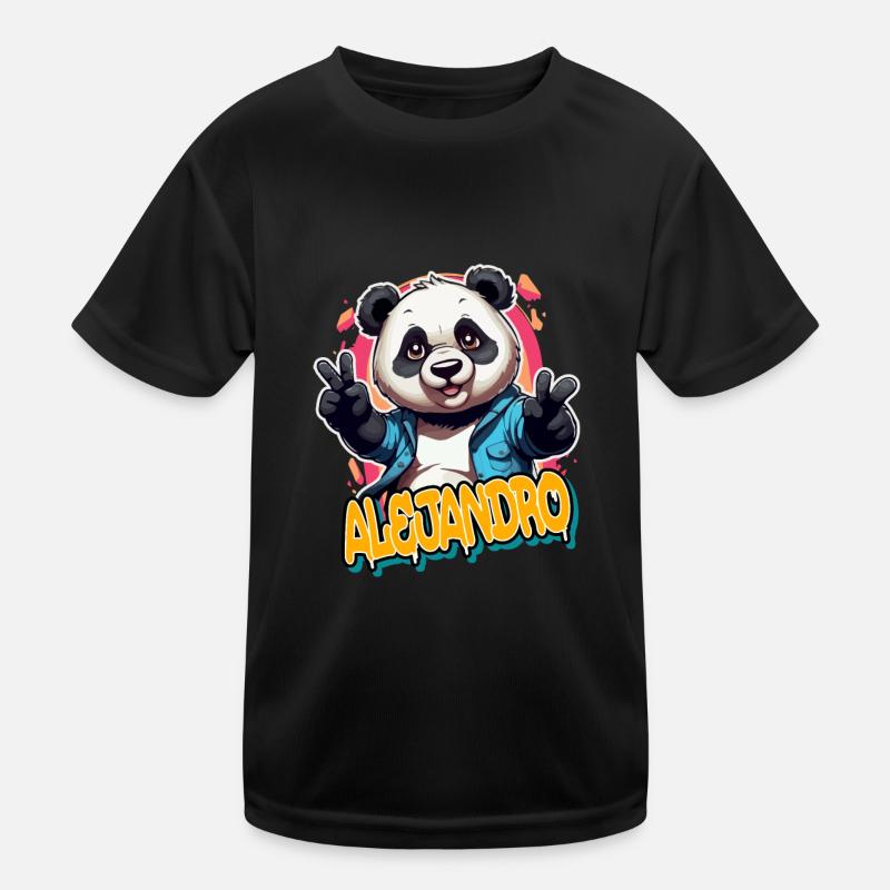 ALEJANDRO - Schöner Jungen Name mit coolem Panda Kinder Funktions-T-Shirt