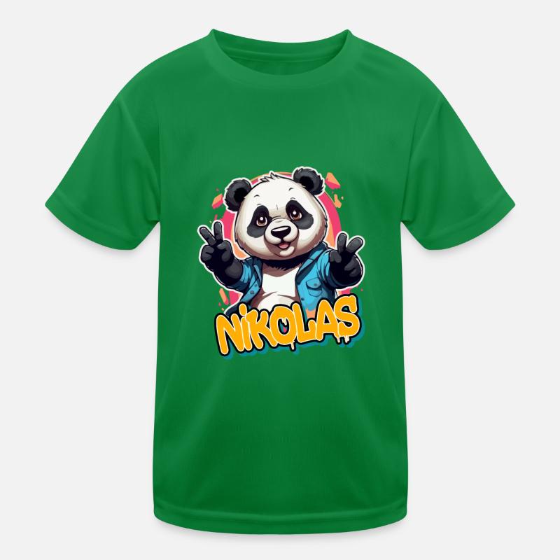 NIKOLAS - Beau prénom de garçon avec un panda cool T-shirt sport Enfant