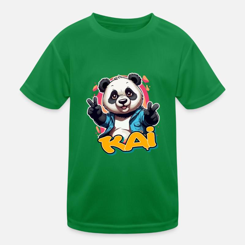 KAI - Handsome boy name with cool panda Kids Functional T-Shirt