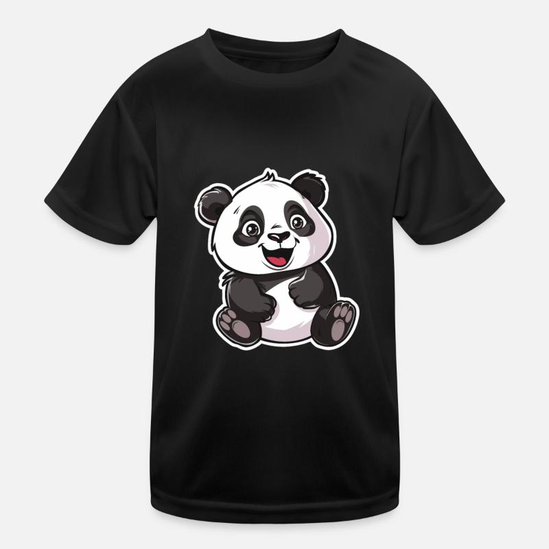 Exuberant Panda Buddy Sticker - Kids Functional T-Shirt - black