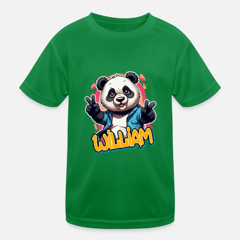 WILLIAM - Schöner Jungen Name mit coolem Panda Kinder Funktions-T-Shirt