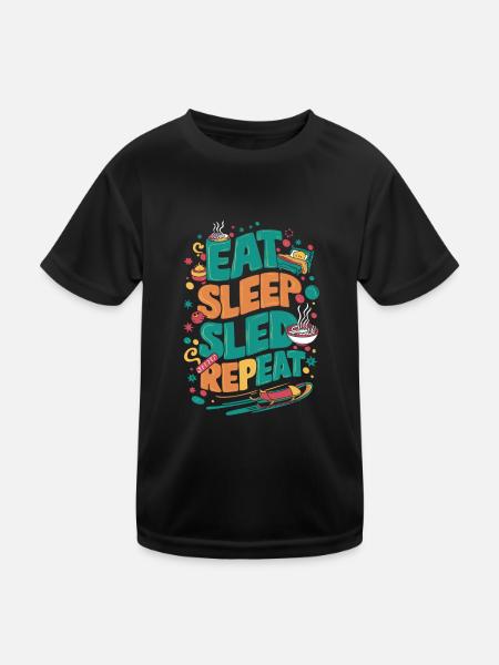 Luge Neige Luge Sport d’hiver Winter Outdood - T-shirt sport Enfant - noir - Devant