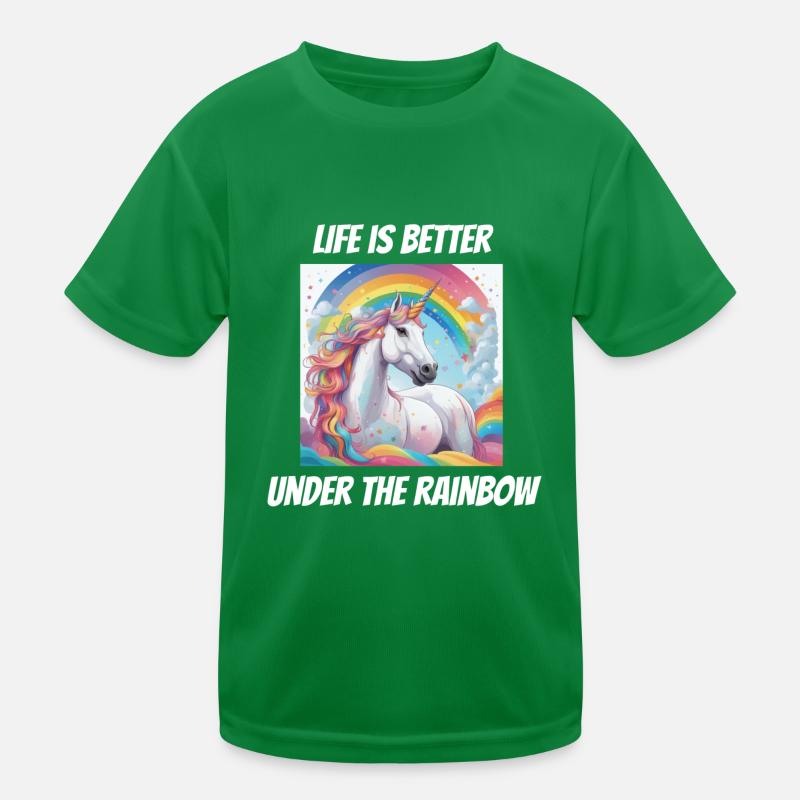 Life is better under the rainbow Einhorn Kinder Funktions-T-Shirt