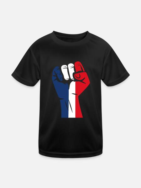 Patriotisches Frankreich - Kinder Funktions-T-Shirt - Schwarz - Vorne