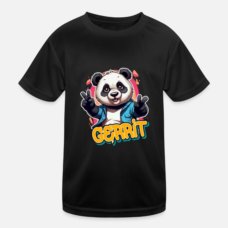 GERRIT - Schöner Jungen Name mit coolem Panda Kinder Funktions-T-Shirt