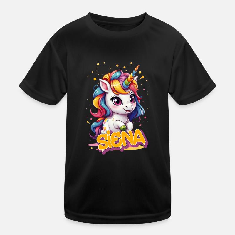 SIENA - Schöner Mädchen Name mit süßem Einhorn Kinder Funktions-T-Shirt