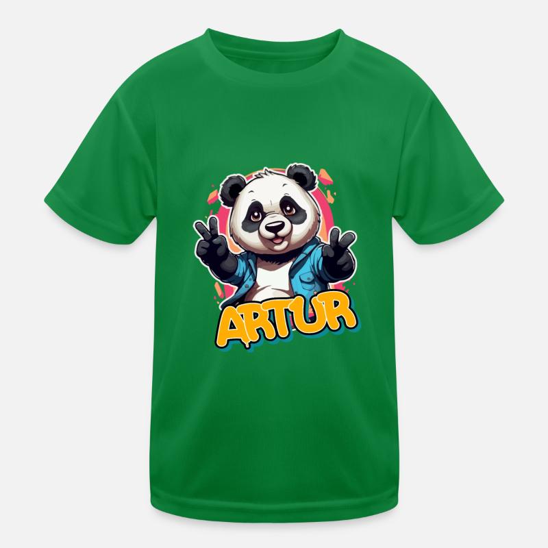 ARTUR - Handsome boy name with cool panda Kids Functional T-Shirt