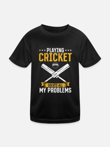 Playing Cricket solves all my problems - Funny Cri - Kids Functional T-Shirt - black - Front